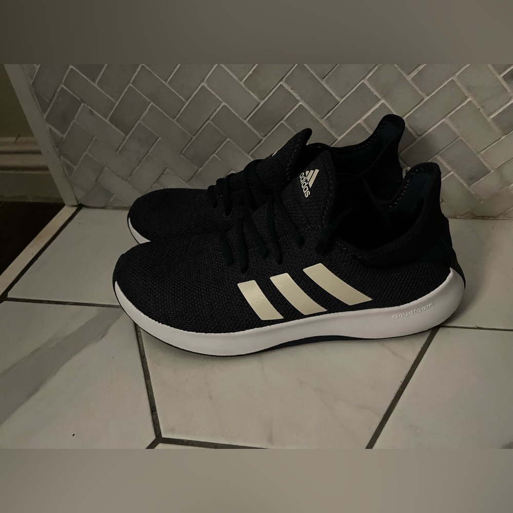 Adidas Cloudfoam Black Knit Shoes with White Accents